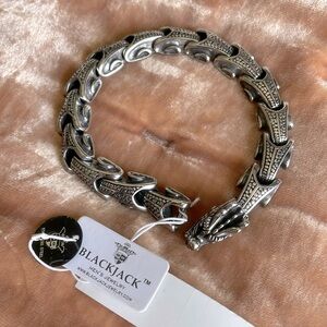 Silver Men's Bracelet Blackjack Stainless Steel